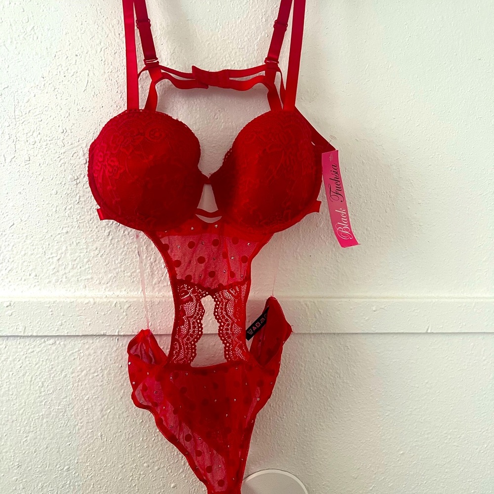 Black fuchsia by secret lace plus galloon lace and mesh teddy